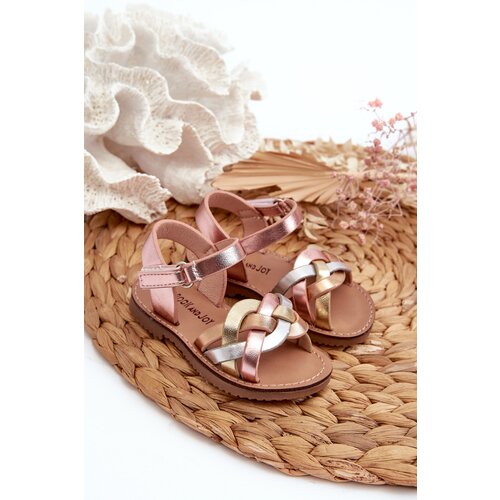 Boto Children's Sandals with Velcro Fastening and Interwoven Straps in Multicolor Dianttha Cene