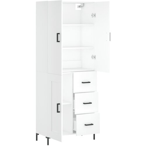  Visoka komoda bijela 69,5x34x180 cm konstruirano drvo Slike