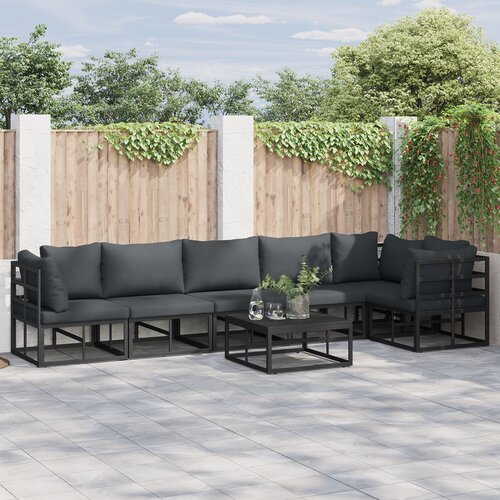 vidaXL Vrtna sedežna garnitura 6 pcs Črna 70 x 70 x 32 cm Aluminij Cene