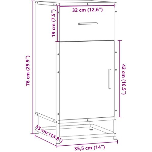  Komoda boja hrasta 35,5x35x76 cm konstruirano drvo i metal Slike