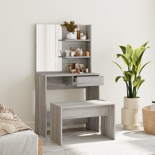  The Living Store Toaletna mizica komplet siva sonoma 74,5x40x141 cm - Komplet Toaletnih Mizic, (21452752) Slike