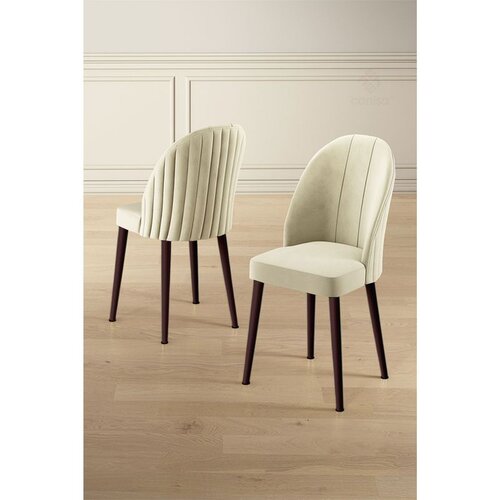 Hanah home set trpezarijskih stolica Mara 6 kom, krem tkanina Babyface, braon metalne noge Cene