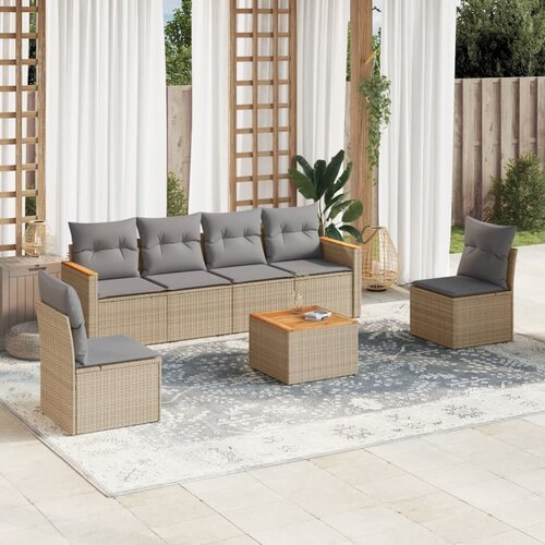 vidaXL 7-dijelni set vrtnih sofa s jastucima bež od poliratana Cijene