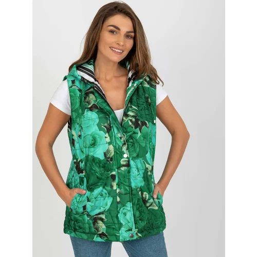 Fashion Hunters Green women's down vest with hood