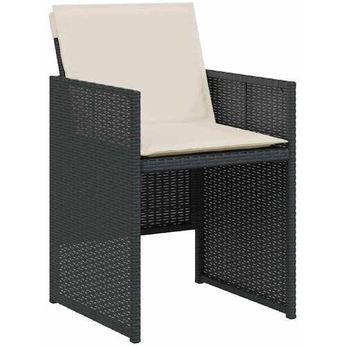  3-dijelni bistro set s jastucima crni od poliratana Slike