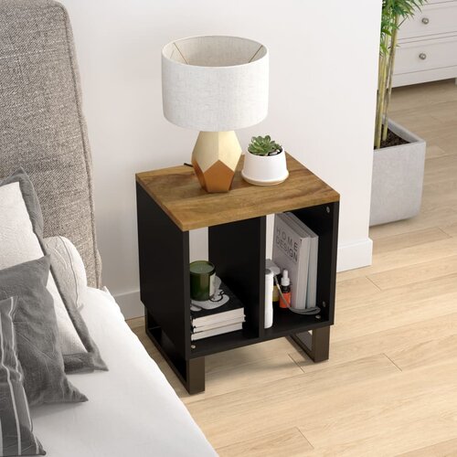 The Living Store Stranska mizica 40x31x46 cm trden mangov les in inženirski les - Stranska Mizica, (21573678) Cene