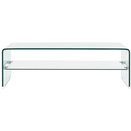 Maison Chic Klubska mizica - kavna mizica - Nizka mizica prozorna 98x45x31 cm kaljeno steklo, (21754518) Slike