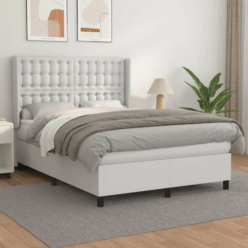  Box spring postelja z vzmetnico bel 140x190 cm umetno usnje, (20901066)