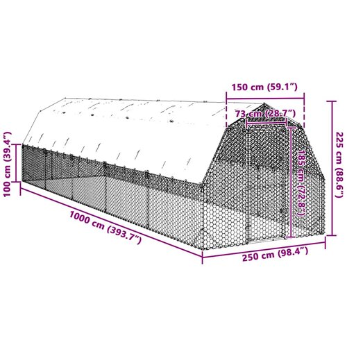  Kavez za koko&amp;scaron;i s krovom 2,5x10x2,25 m pocinčani čelik Slike