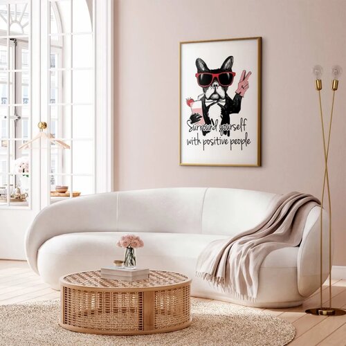  Plakat - Surround Yourself with Positive People 60x90 Zlatni okvir s margom Slike