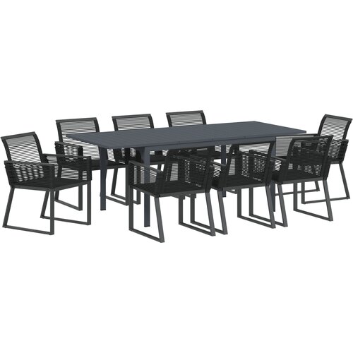 vidaXL 9 komadi vrtni set crni poliratan, Proširivi vrtni stol antracit (140-210)x90x73 cm Cijene