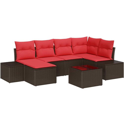 vidaXL Vrtna sedežna garnitura 7 pcs Rjava in rdeča 264 x 154 x 85 cm, (5000039511) Cene