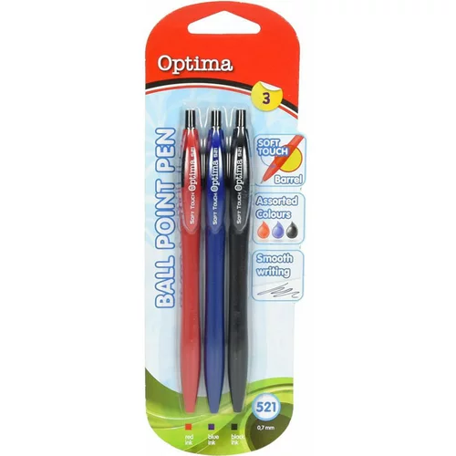Optima Kemični svinčnik, Soft Touch, 3 kosi