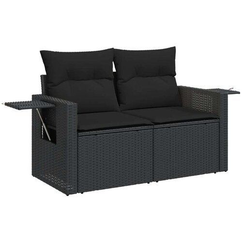 VidaXL 9-dijelni set vrtnih sofa s jastucima crni od poliratana Slike