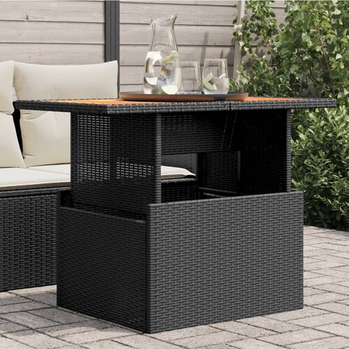 VidaXL Vrtni stol crni 100x55x73 cm od poliratana i bagremovog drva Slike