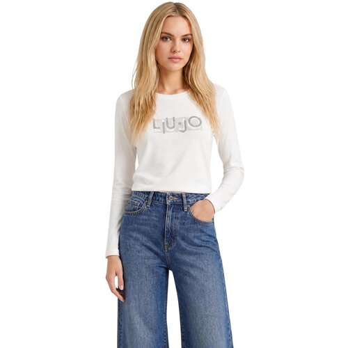 Liu Jo Majice z dolgimi rokavi BASIC T-SHIRT TF6248 JS003 Bela Slike