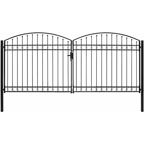  Vrata za ogradu ASSEN dvostruka vrata s lučnim vrhom čelik 400x200 cm Slike