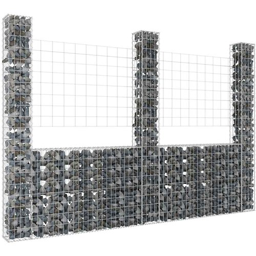  Gabionska ko&scaron;ara U-oblika s 3 stupa 260 x 20 x 200 cm željezna Cijene