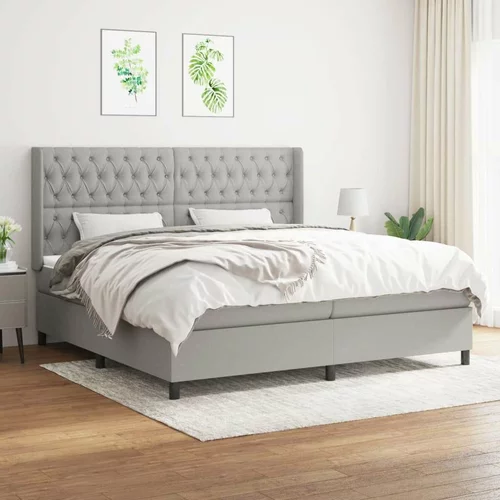  Box spring postelja z vzmetnico svetlo siva 200x200 cm blago, (20724067)