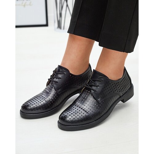 Resti Openwork black women's eco leather half shoes Azedvo- Footwear Cene
