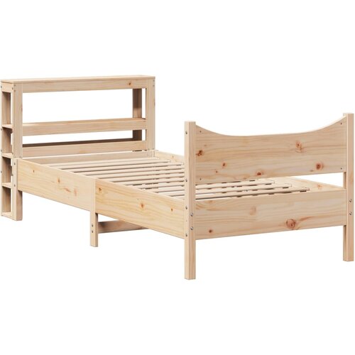 vidaXL Posteljni okvir z vzglavjem bel 75x190 cm trdna borovina, (21322465) Cene