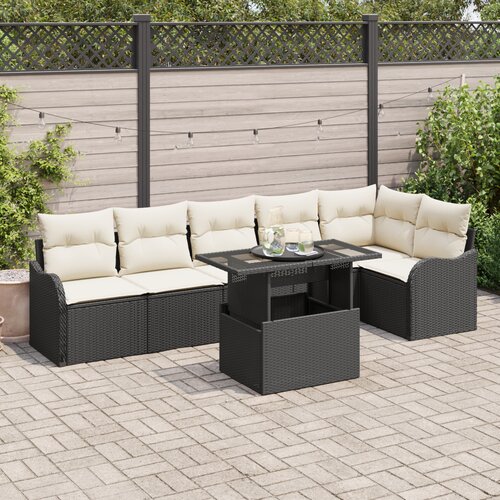 vidaXL 7-delni set vrtnih sofa z blazinami črn poli ratan Cene