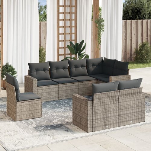 vidaXL 8-dijelni set vrtnih sofa od poliratana s jastucima sivi Cene