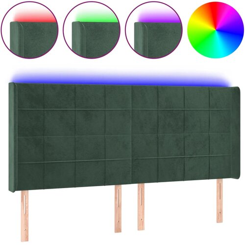 Maison Chic LED Posteljno vzglavje - Vzglavna omarica - Nočna omarica temno zeleno 163x16x118/128 cm žamet, (21710271) Cene