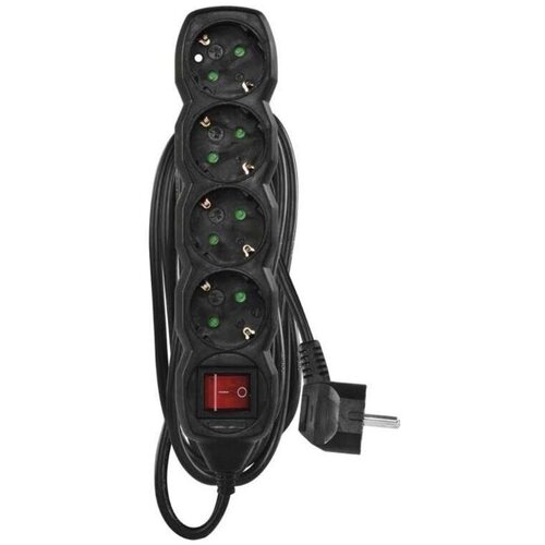 Emos Podalj&amp;scaron;ek 3 m / 4 vtičnic / s stikalom / črni / PVC / 1,5 mm2 Slike