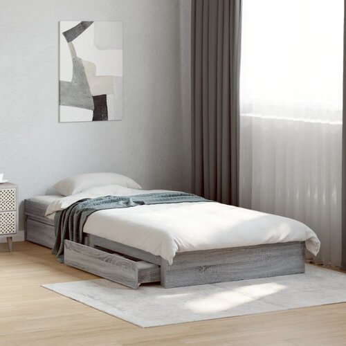 Furnova Posteljni okvir s predali siva sonoma 90x200 cm inženirski les, (21940546) Slike