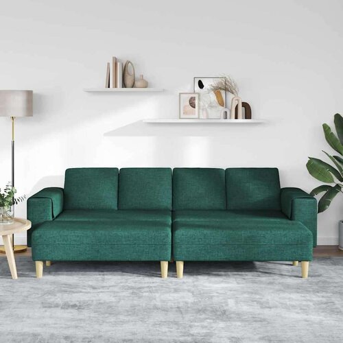  Set sofe 3 pcs Tamnozelena tkanina Slike