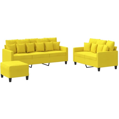 Maison Chic Sedežna garnitura - kavč 3-delna z blazinami svetlo rumeno blago, (21729145) Cene