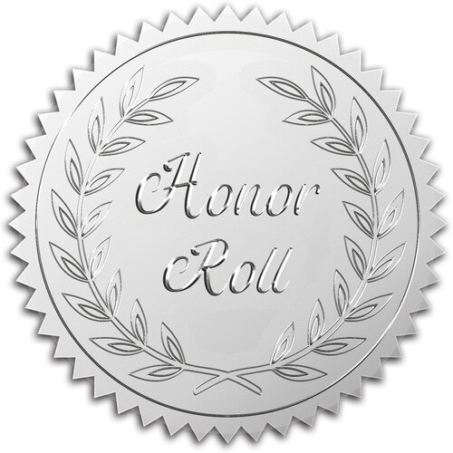 NIKCORP Nalepke za certifikate Honor Roll v srebrni barvi, 5 cm reliefni pečati z nazobčanimi robovi, samolepilne, 100 kosov, (5000156566) Cene