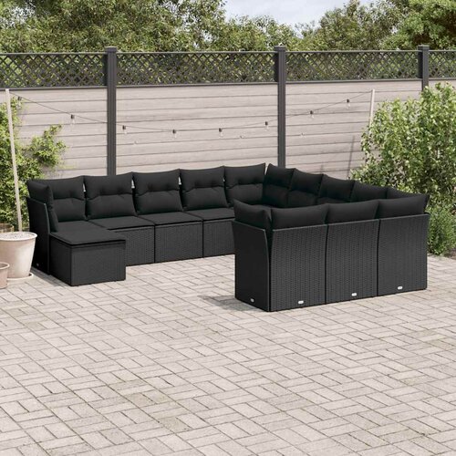  12-dijelni set vrtnih sofa od poliratana s jastucima crni Cijene