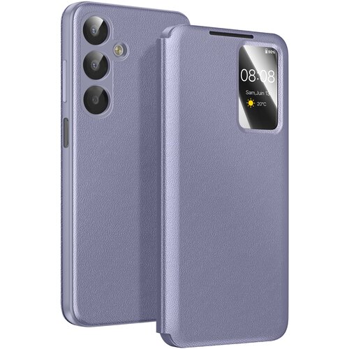 AVIZAR Ovitek za Galaxy A17 z oknom Smart View in držalom za kartice, Siva lavanda, (5000189828) Cene