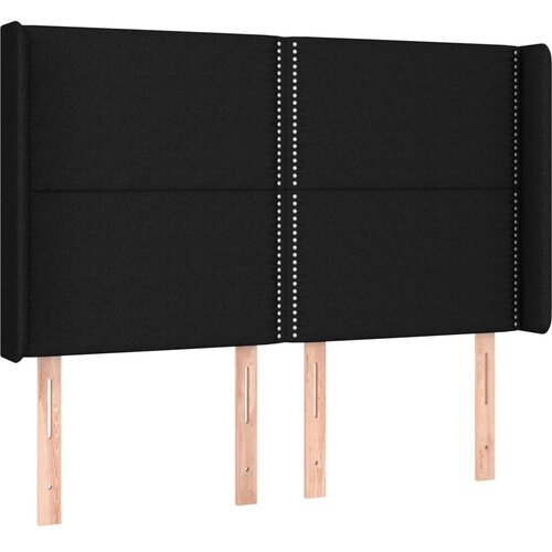  LED uzglavlje crno 147 x 16 x 118/128 cm od tkanine Slike