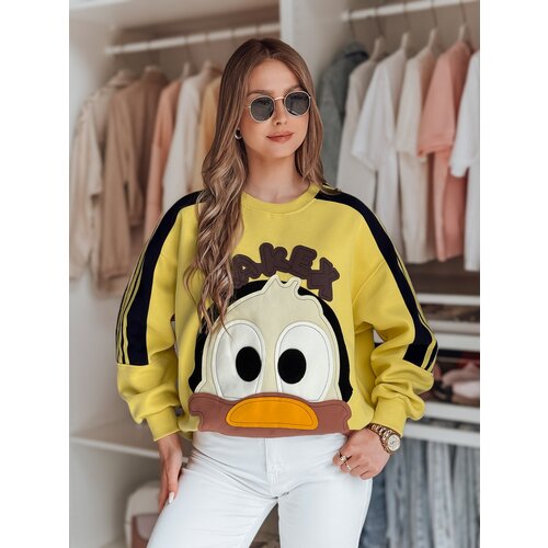 DStreet Bluza damska oversize z naszywkami CUTE MAKEX żółta Cene