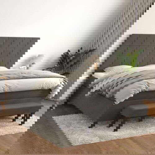  Box spring postelja z vzmetnico temno siva 140x200 cm žamet, (20899508) Slike