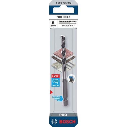 Bosch professional Svrdlo PRO HEX-5, 5 x 50 x 100 mm Slike