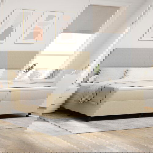  Postelja na vzmet z vzmetnico in LED lučko Zeleno Siva 200x200 cm iz žameta, (22067366) Cene