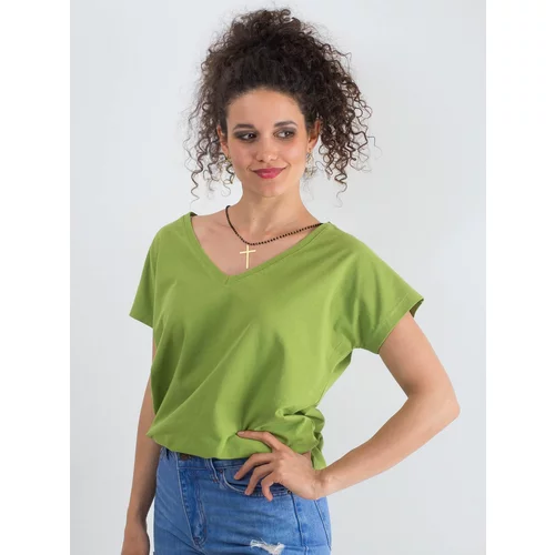 Fashion Hunters Cotton V-neck T-shirt, light green