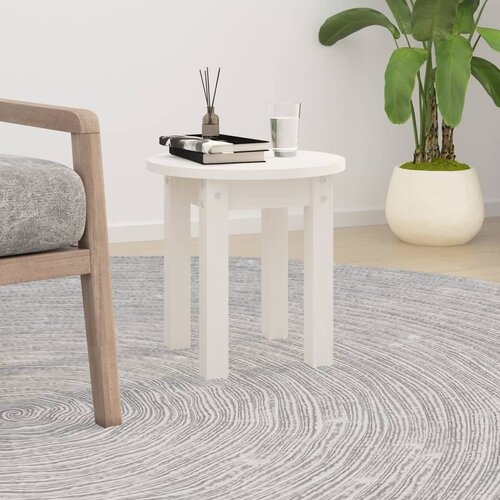VidaXL Klubska mizica bela &amp;Oslash; 35x35 cm trdna borovina Slike