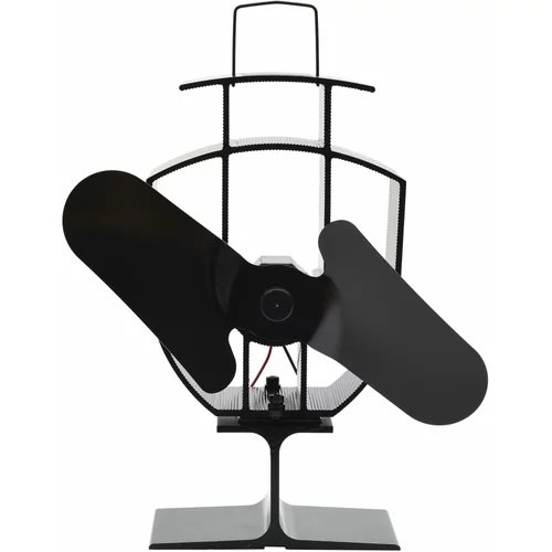 vidaXL Ventilator za kamin na toploto z 2 kriloma črn, (21222561)