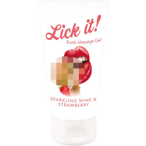 Lubry Masažni gel Lick it! Jagoda s penečim vinom 50ml (R625744) Cene