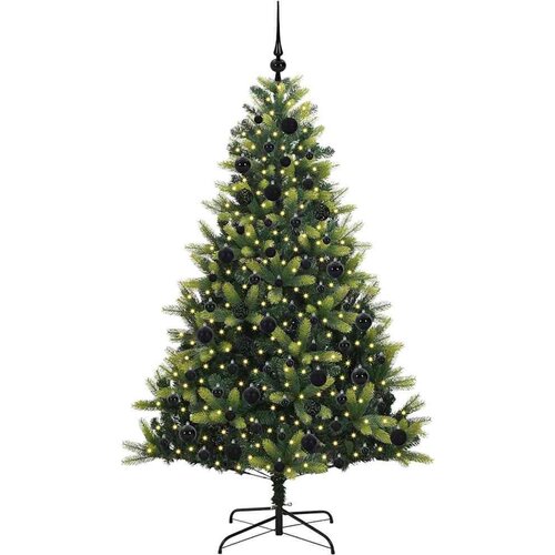 VidaXL Umjetna raspoređena božićna jelka s 300 LED-a Zelena 180 cm Slike