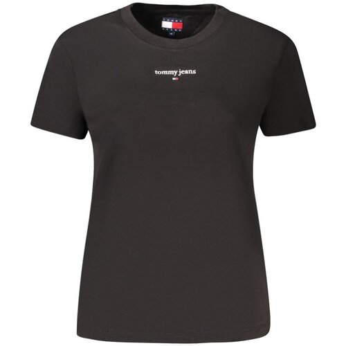 Tommy Hilfiger ženska majica kratkih rukava s vezenim logom crna Slike