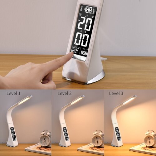  Brilagi - LED prigu&amp;scaron;iva stona lampa sa displejem PELLE LED/7W/230V bela Slike