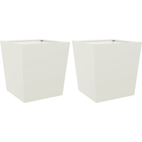 Maison Chic Vrtno korito - Greda - Cvetlični Lonec 2 kosa bela 50x50x50 cm jeklo, (21790034) Cene