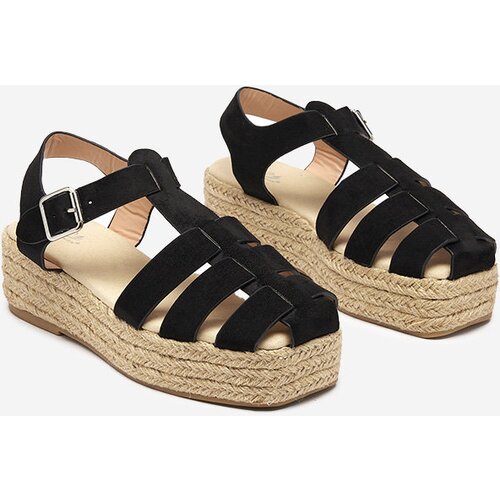 Resti Black eco-suede women's sandals on the Keniso platform - Footwear Cene