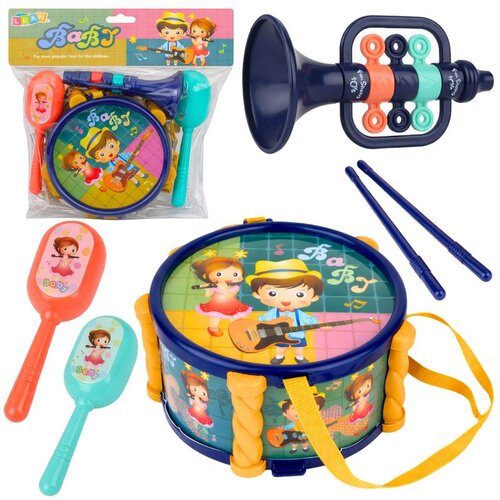 Set glazbenih instrumenata za djecu: bubanj, truba, zvečke, &scaron;tapići Cijene
